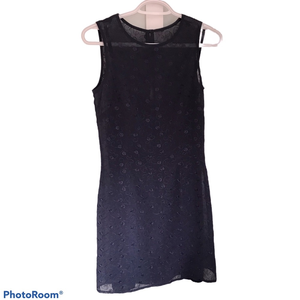 Mango Navy Embroidered Shift Dress with Slip